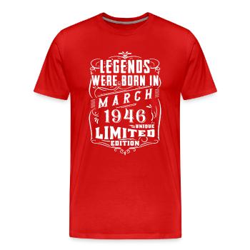 Geburtstag März 1946 Jahr Limited Edition - Männer Premium Bio T-Shirt - Rot - Vorne - Damien (186cm)