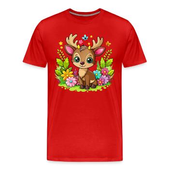Cute Baby Moose - Men's Premium Organic T-Shirt - red - Front - Damien (186cm)