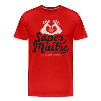 Super maitre l unique cadeau maître instituteur - T-shirt bio Premium Homme - rouge - Devant - Damien (186cm)