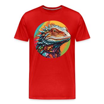 Lézard coloré Portrait Iguanes varan lézards - T-shirt bio Premium Homme - rouge - Devant - Damien (186cm)