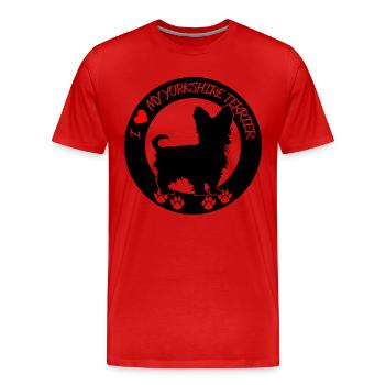 Yorkshire Dog Funny Graphic - Men's Premium Organic T-Shirt - red - Front - Damien (186cm)