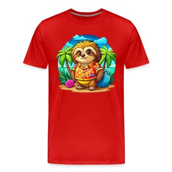 Cute holiday sloth - Men's Premium Organic T-Shirt - red - Front - Damien (186cm)