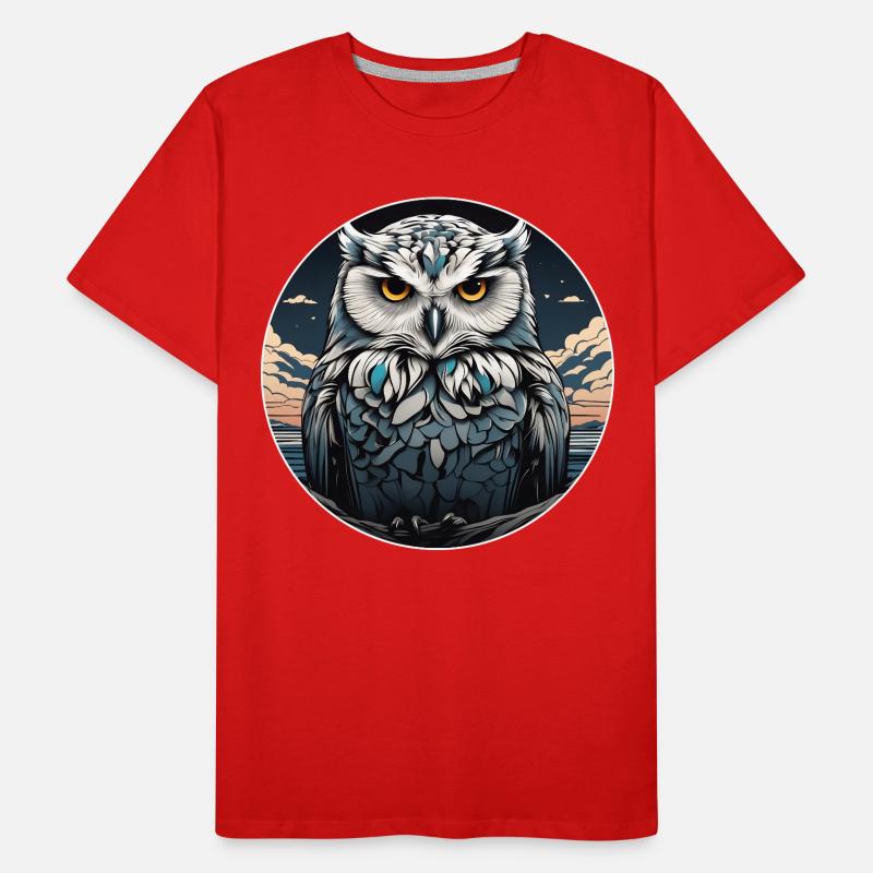 Schneeeulenportrait Schneeeule Eulengrafik Männer Premium Bio T-Shirt