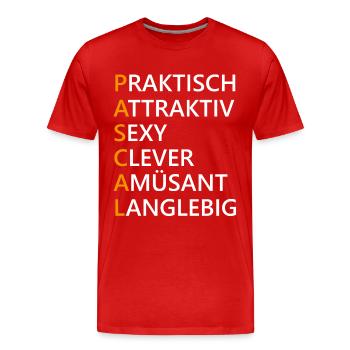 Pascal Name Geschenk - Männer Premium Bio T-Shirt - Rot - Vorne - Damien (186cm)