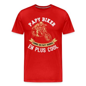 papy biker - T-shirt bio Premium Homme - rouge - Devant - Damien (186cm)
