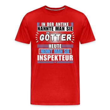 Les dieux dans l’Antiquité. Aujourd’hui Inspecteur - T-shirt bio Premium Homme - rouge - Devant - Damien (186cm)
