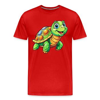 Mega Cute Turtle - Men's Premium Organic T-Shirt - red - Front - Damien (186cm)