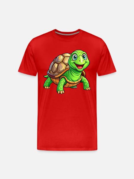 Mega Cute Turtle - Men's Premium Organic T-Shirt - red