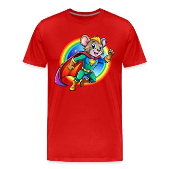 Souris de super-héros - T-shirt bio Premium Homme - rouge - Devant - Damien (186cm)