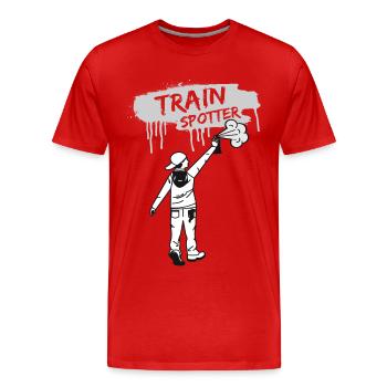 Graffiti Train Spotter - Männer Premium Bio T-Shirt - Rot - Vorne - Damien (186cm)