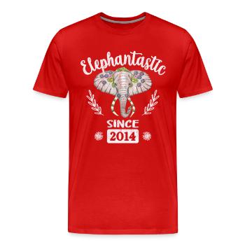 Elephantastic since 2014, Elefantenkopf geschmückt - Männer Premium Bio T-Shirt - Rot - Vorne - Damien (186cm)