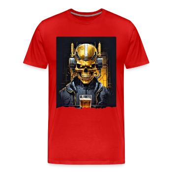 Beer Skull 0.10 - Men's Premium Organic T-Shirt - red - Front - Damien (186cm)