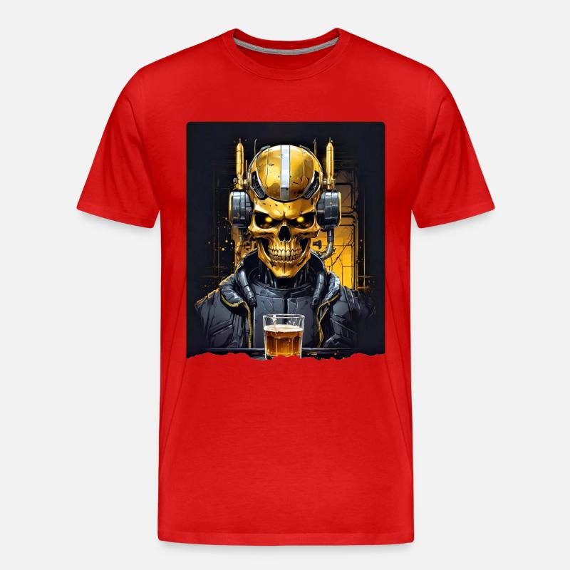 Bier Skull 0.10 - Männer Premium Bio T-Shirt - Rot
