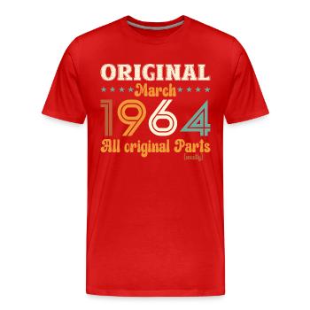 60th Birthday Gift Original March 1964 - Men's Premium Organic T-Shirt - red - Front - Damien (186cm)