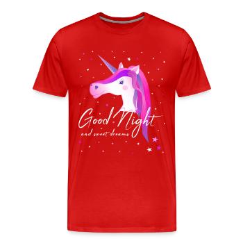 Licorne bonne nuit Chemise de sommeil - T-shirt bio Premium Homme - rouge - Devant - Damien (186cm)