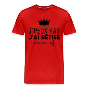 Ich kann nicht mit meinem Sohn wetten - Männer Premium Bio T-Shirt - Rot - Vorne - Damien (186cm)