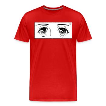 Manga Anime Girl Eyes - T-shirt bio Premium Homme - rouge - Devant - Damien (186cm)