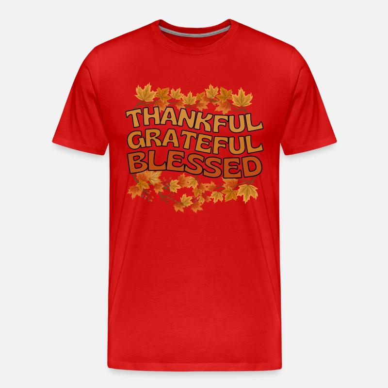Thankful Grateful Blessed Herbst Dankbarkeit - Männer Premium Bio T-Shirt - Rot