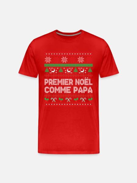 Premier Noël Comme Papa - T-shirt bio Premium Homme - rouge