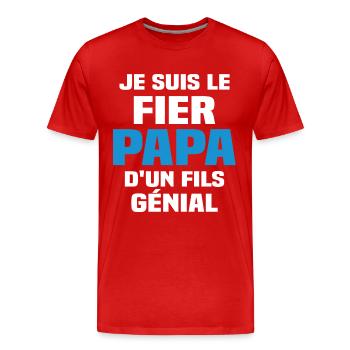 Je suis le fier papa d'un fils génial - T-shirt bio Premium Homme - rouge - Devant - Damien (186cm)