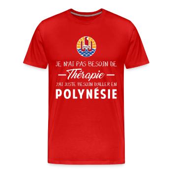 Thérapie Polynésie - T-shirt bio Premium Homme - rouge - Devant - Damien (186cm)