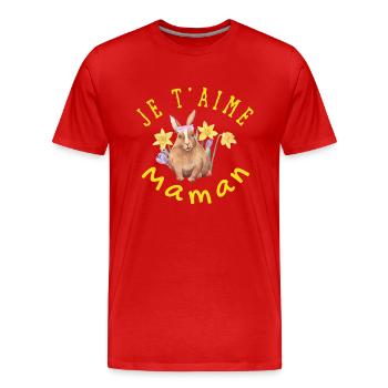 Je t'aime maman - T-shirt bio Premium Homme - rouge - Devant - Damien (186cm)