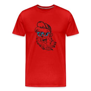 drôle hipster - T-shirt bio Premium Homme - rouge - Devant - Damien (186cm)