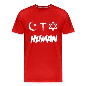 Humanité - Religion - T-shirt bio Premium Homme - rouge - Devant - Damien (186cm)