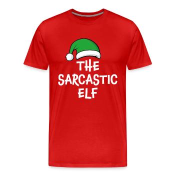 L’elfe sarcastique - T-shirt bio Premium Homme - rouge - Devant - Damien (186cm)