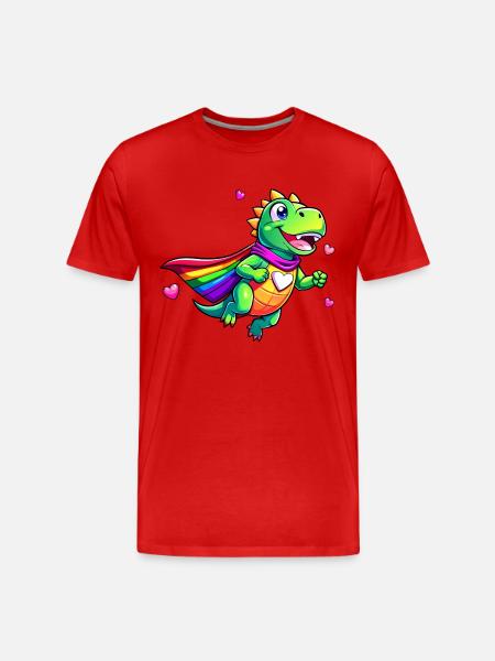 Superhero Dino - Men's Premium Organic T-Shirt - red