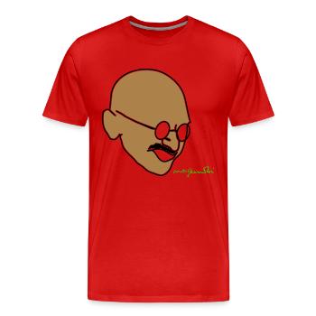 dessin Gandhi avec signature - T-shirt bio Premium Homme - rouge - Devant - Damien (186cm)