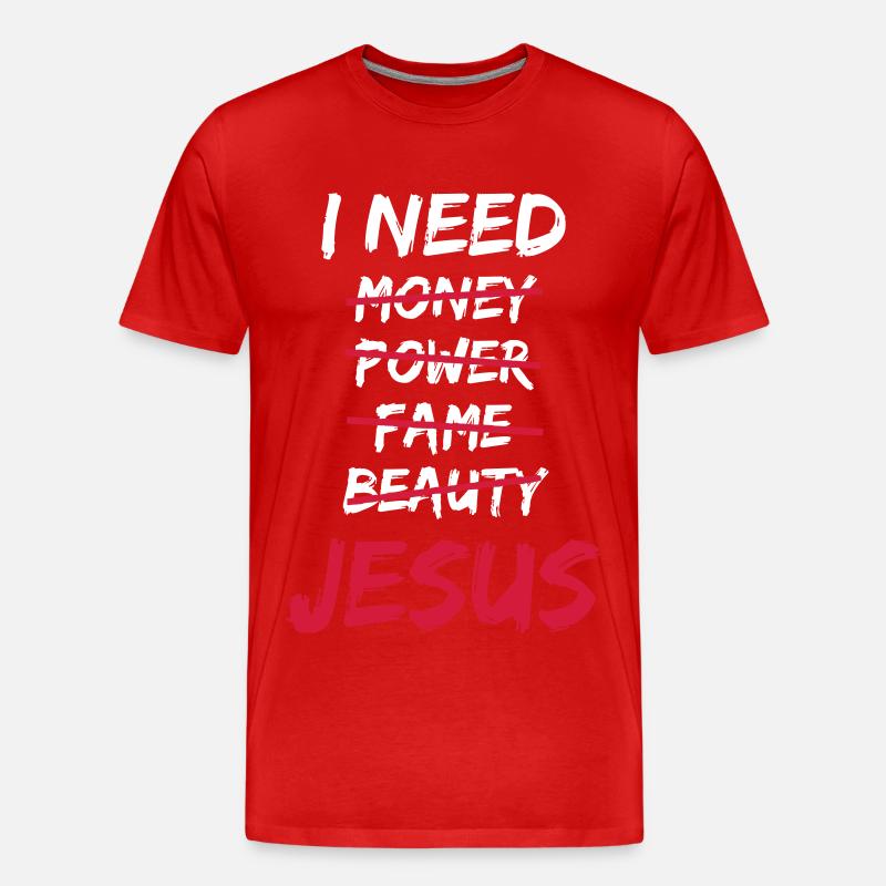 I need Jesus - Männer Premium Bio T-Shirt - Rot