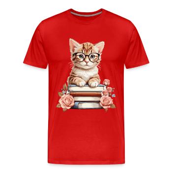 Clever Baby Cat - Men's Premium Organic T-Shirt - red - Front - Damien (186cm)