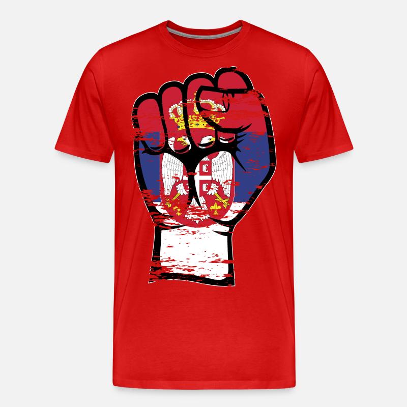 Serbien Flagge Faust used - Männer Premium Bio T-Shirt - Rot