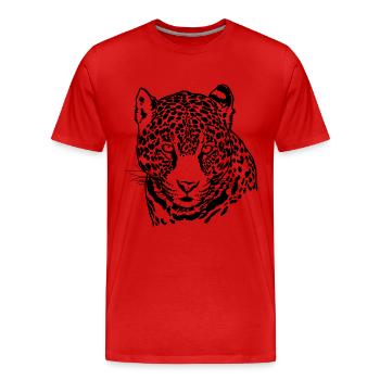 Jaguar Face Graphique Cool Big Cat Wild Animal Lover - T-shirt bio Premium Homme - rouge - Devant - Damien (186cm)