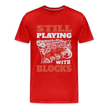 Still playing with blocks, Mechanics Engine Block - Men's Premium Organic T-Shirt - red - Front - Damien (186cm)