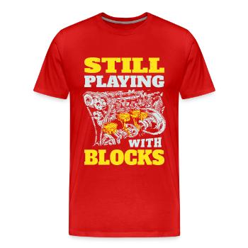 Still playing with blocks, Mechanics Engine Block - Men's Premium Organic T-Shirt - red - Front - Damien (186cm)