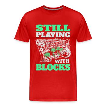 Still playing with blocks, Mechanics Engine Block - Men's Premium Organic T-Shirt - red - Front - Damien (186cm)