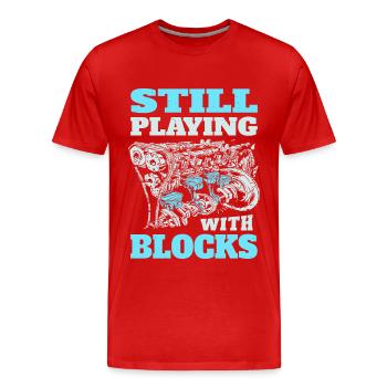 Still playing with blocks, Mechanics Engine Block - Men's Premium Organic T-Shirt - red - Front - Damien (186cm)