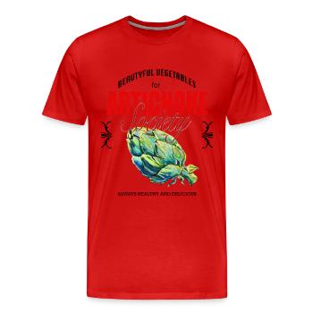 SOCIÉTÉ ArtiCHOKE - T-shirt bio Premium Homme - rouge - Devant - Damien (186cm)