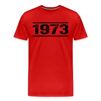 1973 Rétro 1973 Anniversaire 1973 Millésime 1973 - T-shirt bio Premium Homme - rouge - Devant - Damien (186cm)