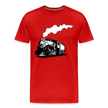 dampflok eisenbahn lokomotive romantik - Männer Premium Bio T-Shirt - Rot - Vorne - Damien (186cm)