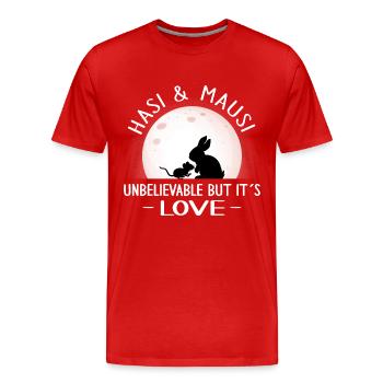 valentinstag patchwork hasi mausi schatz true love - Männer Premium Bio T-Shirt - Rot - Vorne - Damien (186cm)