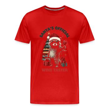 Waschbär Weihnachten Wein Lustiger Spruch - Männer Premium Bio T-Shirt - Rot - Vorne - Damien (186cm)