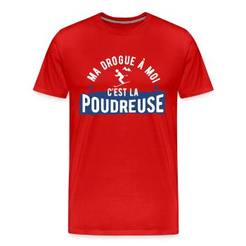Drogue poudreuse cadeau - T-shirt bio Premium Homme - rouge - Devant - Damien (186cm)