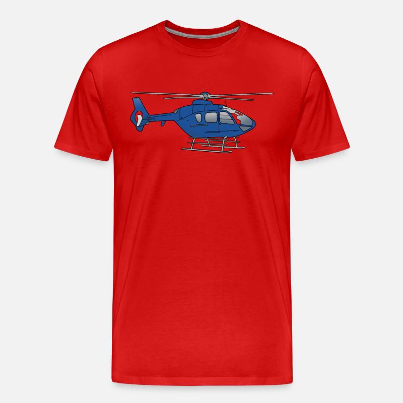 Blauer Hubschrauber Helikopter - Männer Premium Bio T-Shirt - Rot