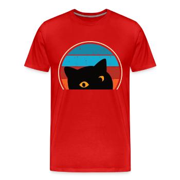 Lustige Katze Blick - Männer Premium Bio T-Shirt - Rot - Vorne - Damien (186cm)