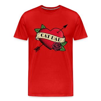 Herz Tattoo Katze Papa - Männer Premium Bio T-Shirt - Rot - Vorne - Damien (186cm)