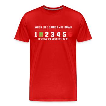 1N23456 Motorcycle Gear - Men's Premium Organic T-Shirt - red - Front - Damien (186cm)