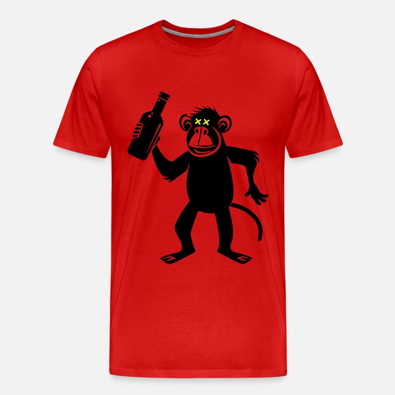 Affe Party Bier - Männer Premium Bio T-Shirt - Rot